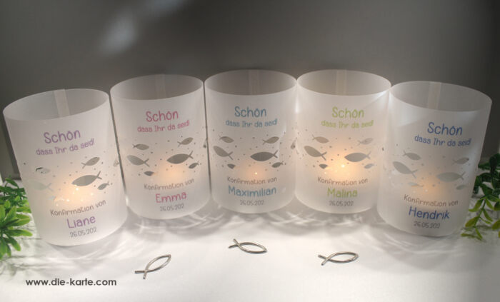 Lichthülle, Windlicht Pergament "das Besondere" für Ihre Konfirmation, Kommunion, Firmung oder Taufe Design 912