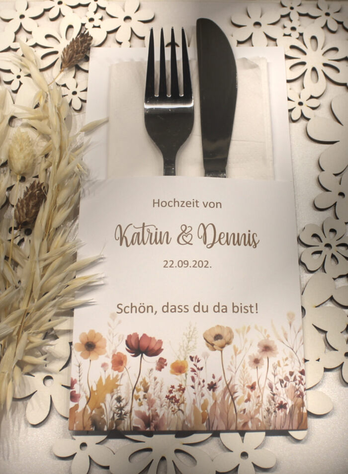 Bestecktasche "Wiese" für jeden Anlass wie Hochzeit, Konfirmation, Geburtstag, Taufe ... Design 420