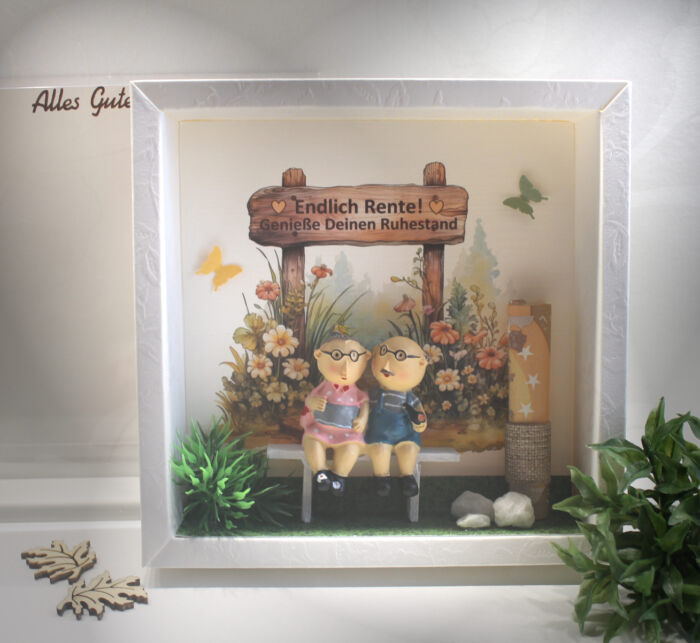 Geschenkschachtel als Rahmen zur "Rente" mit transparentem Schiebedeckel, hochwertige Qualität Design 8006 – Bild 2