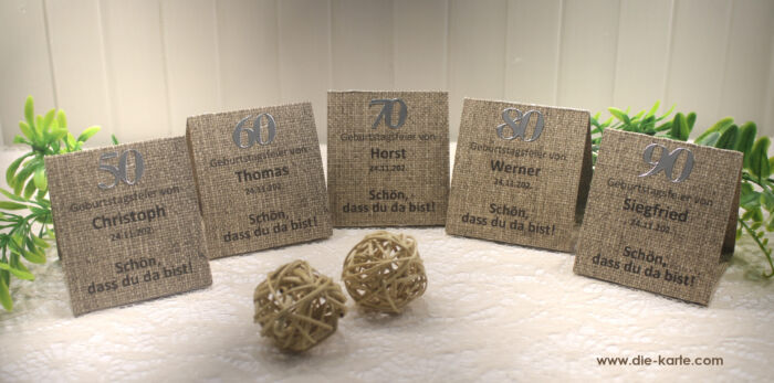 Gastgeschenk "Kleines GOODIE" zum Geburtstag, Leinenoptik, Schön dass du da bist, zum kleinen Preis! Design 902 OHNE Rocher Kugeln!!