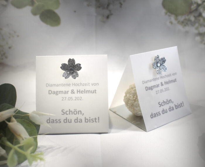 Gastgeschenk zur Diamantenen Hochzeit mit Pergament, Schön dass du da bist, für jeden Gast, zum kleinen Preis! Design 900 OHNE INHALT!! – Bild 6
