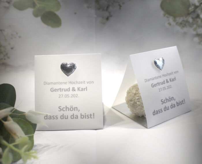 Gastgeschenk zur Diamantenen Hochzeit mit Pergament, Schön dass du da bist, für jeden Gast, zum kleinen Preis! Design 900 OHNE INHALT!! – Bild 5