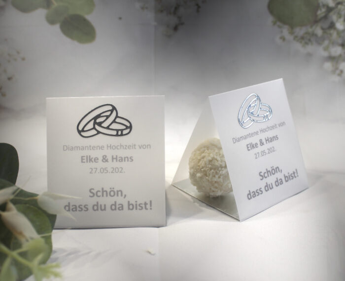 Gastgeschenk zur Diamantenen Hochzeit mit Pergament, Schön dass du da bist, für jeden Gast, zum kleinen Preis! Design 900 OHNE INHALT!! – Bild 4