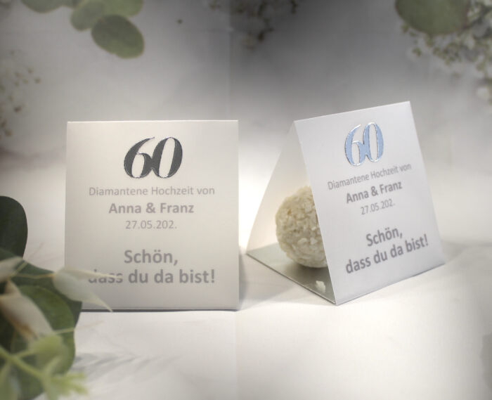 Gastgeschenk zur Diamantenen Hochzeit mit Pergament, Schön dass du da bist, für jeden Gast, zum kleinen Preis! Design 900 OHNE INHALT!! – Bild 3