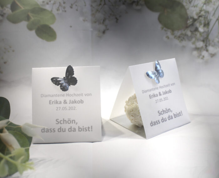 Gastgeschenk zur Diamantenen Hochzeit mit Pergament, Schön dass du da bist, für jeden Gast, zum kleinen Preis! Design 900 OHNE INHALT!! – Bild 2