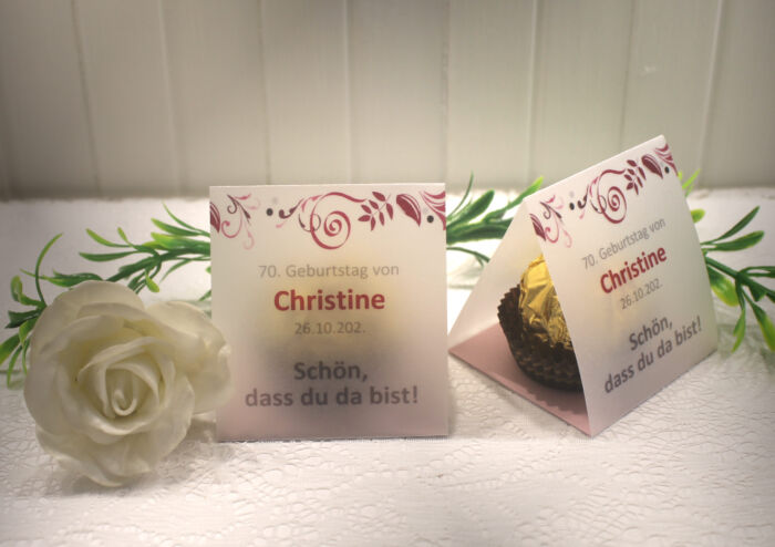 Gastgeschenk "Kleines GOODIE" zum Geburtstag, Pergament, Ornamente Schön dass du da bist, zum kleinen Preis! Design 904 OHNE Rocher Kugeln!! – Bild 5