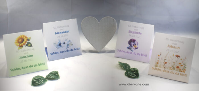 Gastgeschenk "Kleines GOODIE" zum Geburtstag, Blüten, Schön dass du da bist, zum kleinen Preis! Design 907 OHNE Inhalt!!