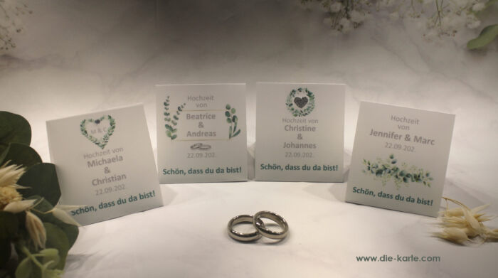 Gastgeschenk "Kleines GOODIE" zur Hochzeit, Eukalyptus, Schön dass du da bist, zum kleinen Preis! Design 901 OHNE Rocher Kugeln!!