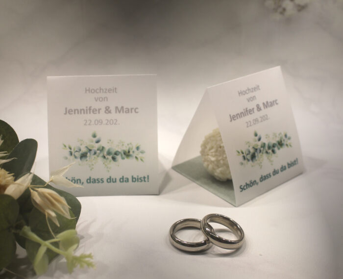 Gastgeschenk "Kleines GOODIE" zur Hochzeit, Eukalyptus, Schön dass du da bist, zum kleinen Preis! Design 901 OHNE Rocher Kugeln!! – Bild 2