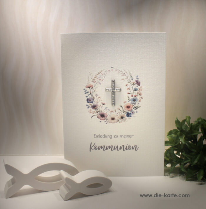 Einladungskarten 10 Stück mit "Kreuz" zur Konfirmation-Kommunion-Firmung-Taufe incl. Umschlag & Einlegeblatt zum kleinen Preis! Design K31