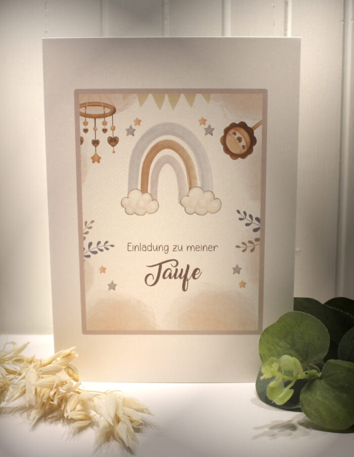 Einladungskarten 10 Stück "Boho" für Ihre Taufe incl. Umschlag & Einlegeblatt zum kleinen Preis Design TA 09