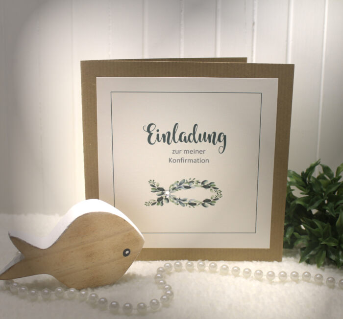 Bastelset DIY Einladung zur Konfirmation-Kommunion-Firmung-Taufe hochwertige Qualität incl. Umschlag & Einlegeblatt Design K17