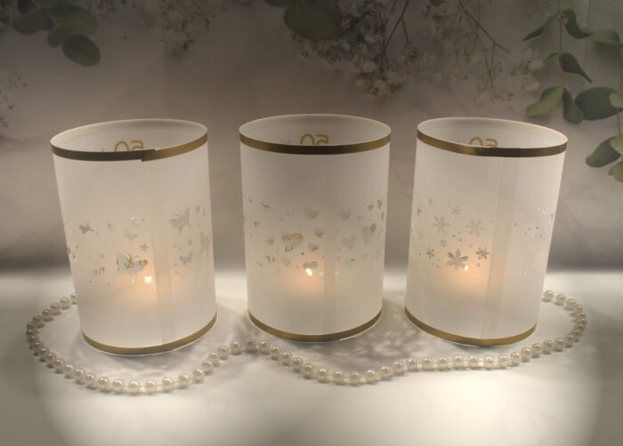 Lichthülle, Windlicht Pergament "das Besondere" für Ihre Goldene Hochzeit, Schmetterlinge, Herzen oder Blüten Design 912 – Bild 2