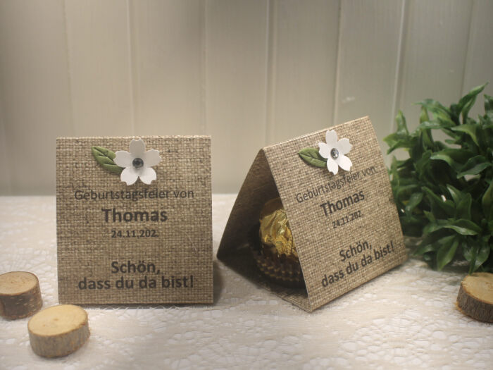 Gastgeschenk "Kleines GOODIE" zum Geburtstag, Leinenoptik, Schön dass du da bist, zum kleinen Preis! Design 903 OHNE Rocher Kugeln!! – Bild 6