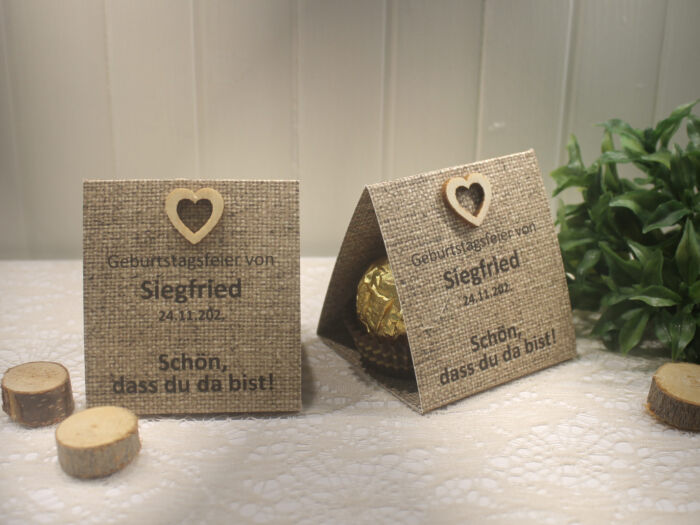 Gastgeschenk "Kleines GOODIE" zum Geburtstag, Leinenoptik, Schön dass du da bist, zum kleinen Preis! Design 903 OHNE Rocher Kugeln!! – Bild 5