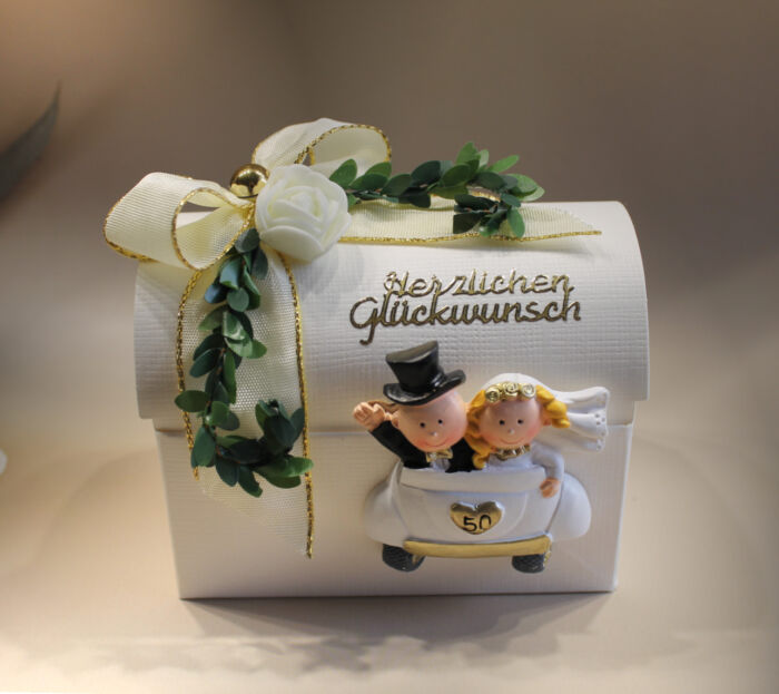 Geldgeschenk "Goldene Hochzeit " Paar im Auto zum kleinen Preis!! Design 518