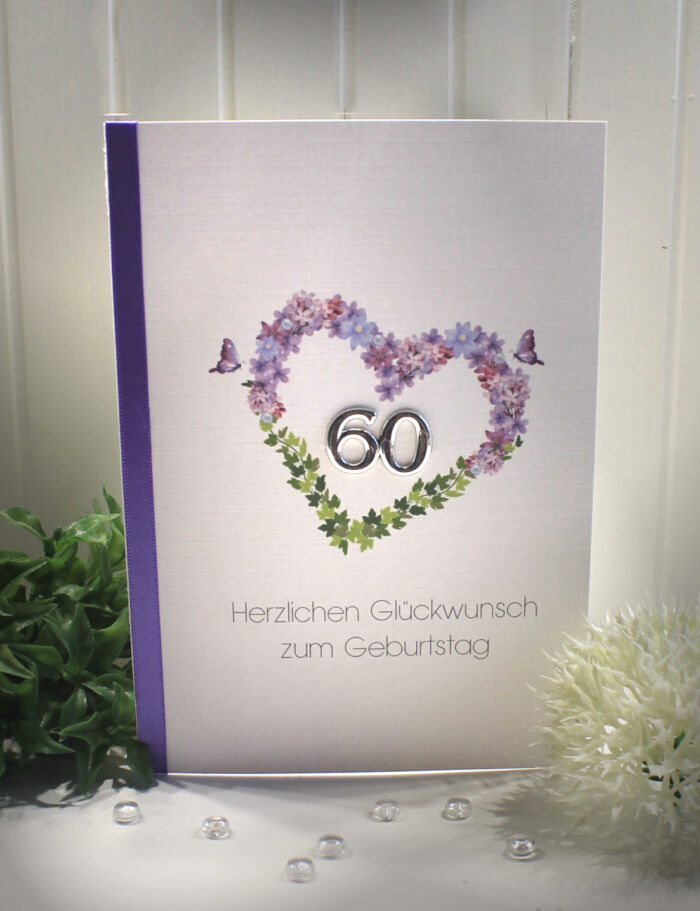 Glückwunschkarte zum Geburtstag "Blütenherz" Design 105