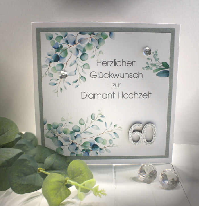 Glückwunschkarte zur Diamant Hochzeit "Zahl 60" Design 112