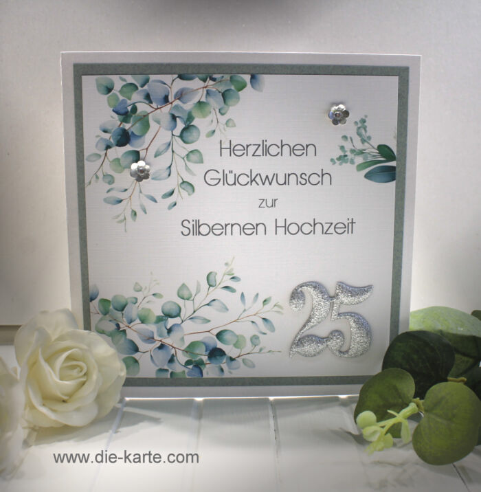 Glückwunschkarte zur Silbernen Hochzeit "Zahl 25" Design 110