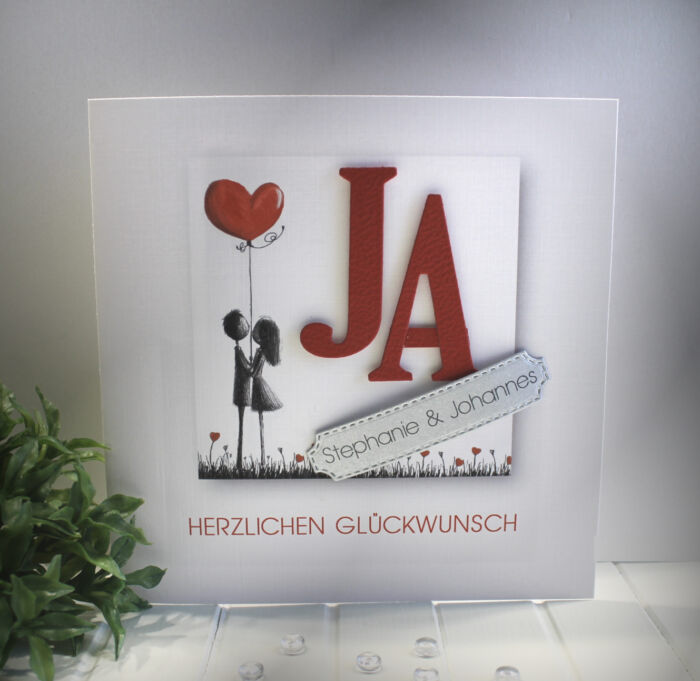 Glückwunschkarte zur Hochzeit, mit Personalisierung und auf Wunsch als Geldgeschenk Design 134