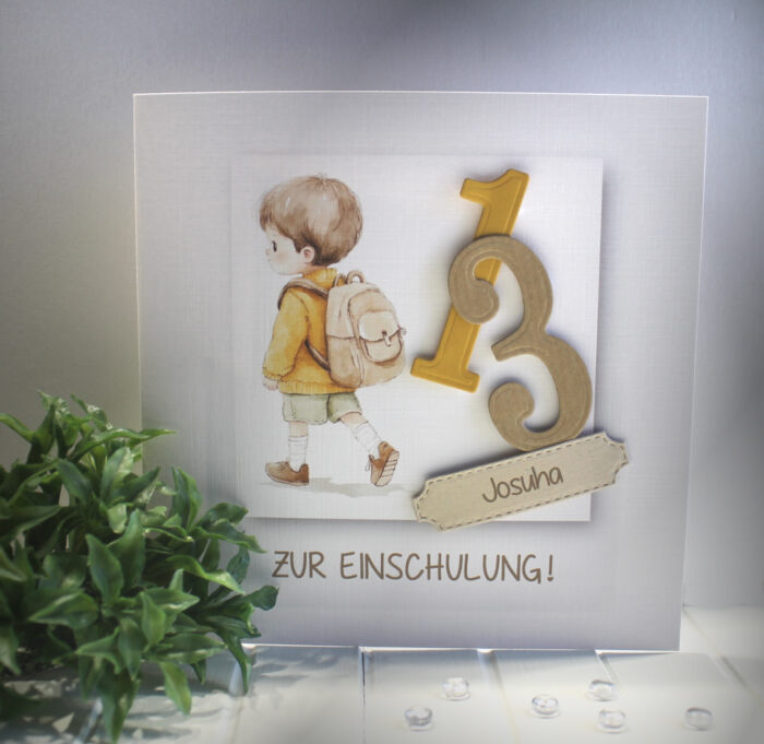 Glückwunschkarte zur Einschulung Junge, mit Personalisierung und auf Wunsch als Geldgeschenk Design 137