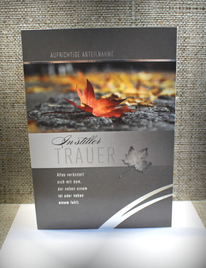Trauerkarte Blatt Design 4