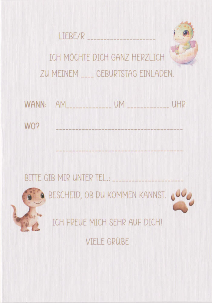 Einladungskarte zum Kindergeburtstag "Dino" Klappkarte incl. Umschlag und Innentext zum kleinen Preis Design KG 08 – Bild 2