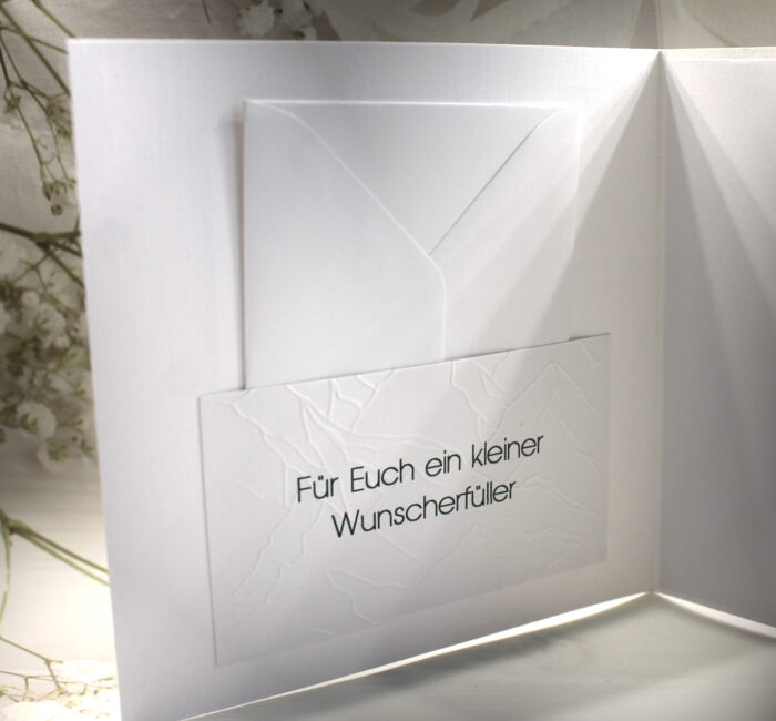 Glückwunschkarte zur Hochzeit "Ja" in silber, incl. Personalisierung und auf Wunsch als Geldgeschenk Design 121 – Bild 2