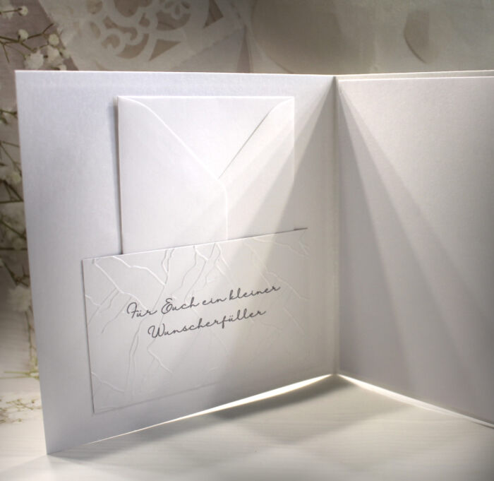 Glückwunschkarte zur Hochzeit "Eleganz pur" mit Personalisierung und auf Wunsch als Geldgeschenk Design 125 – Bild 2