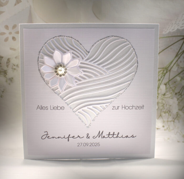 Glückwunschkarte zur Hochzeit "Eleganz pur" mit Personalisierung und auf Wunsch als Geldgeschenk Design 125